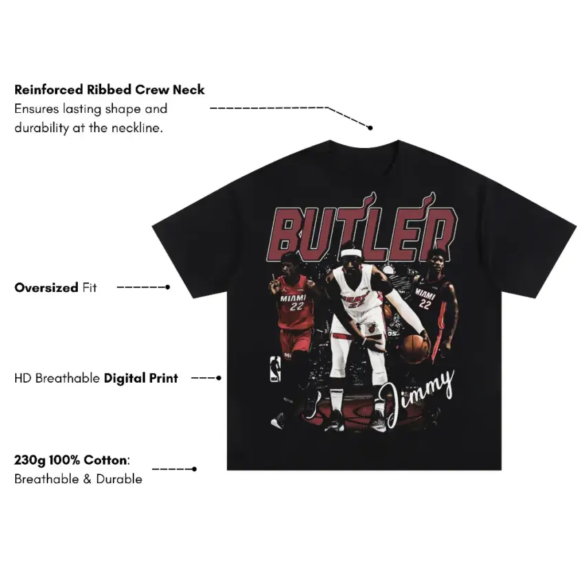 Jimmy Butler Heat Culture Leader Oversized Black Graphic Tee - Image 4
