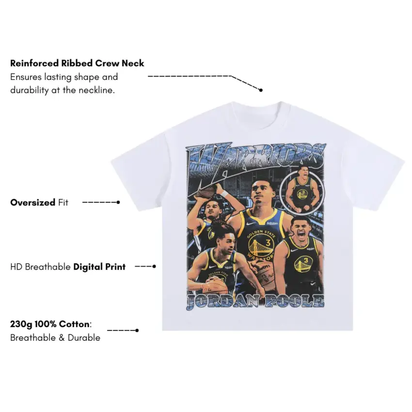 Jordan Poole Golden State Splash Oversized White Graphic Tee - Image 2