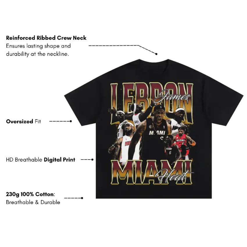LeBron James The Miami Heat Years Oversized Black Graphic Tee - Image 5