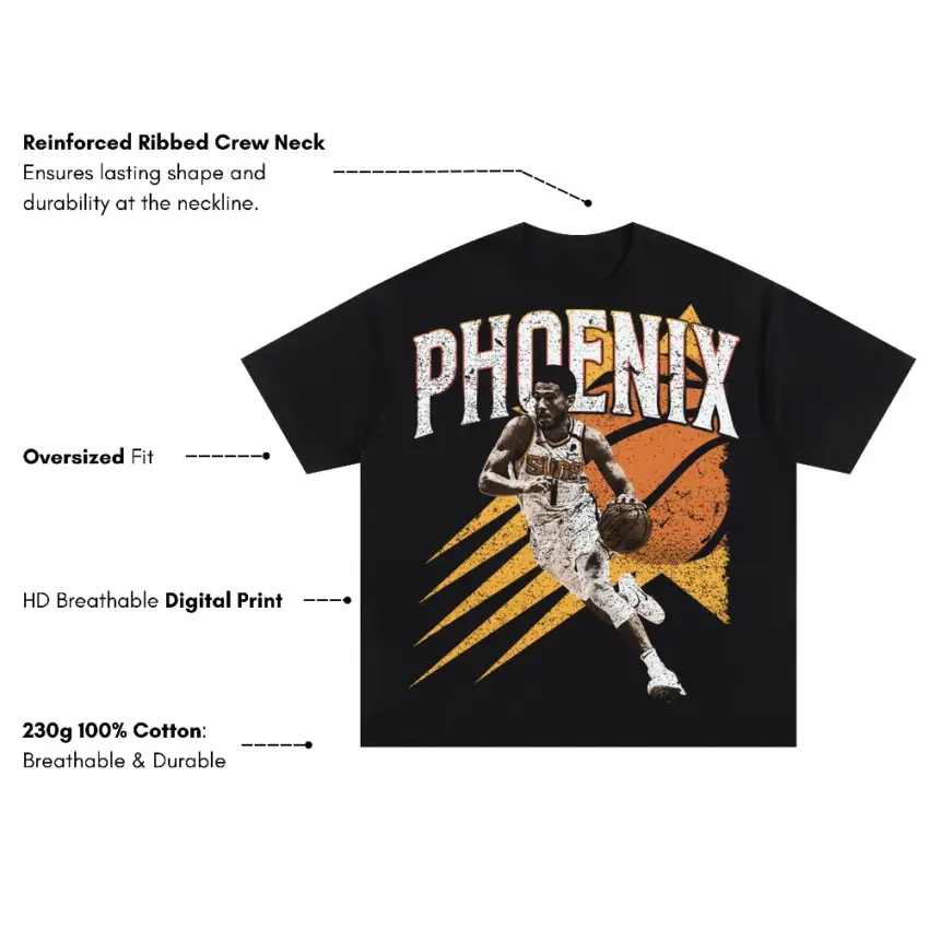 Phoenix Suns Valley Of The Sun Art Oversized Black Graphic Tee - Image 5