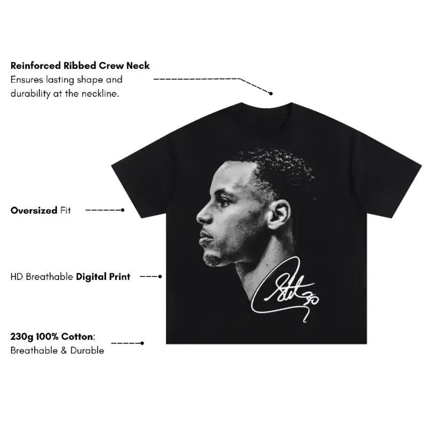 Stephen Curry A Chef's Signature Oversized Black Graphic Tee - Image 5