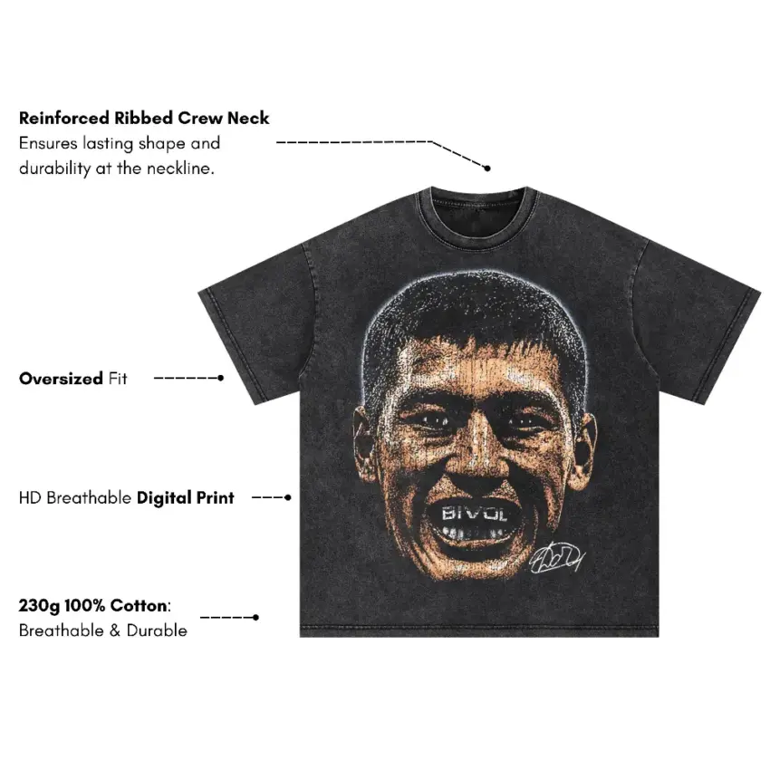 Dmitry Bivol Focused Oversized Acid Wash T-shirt - Image 2