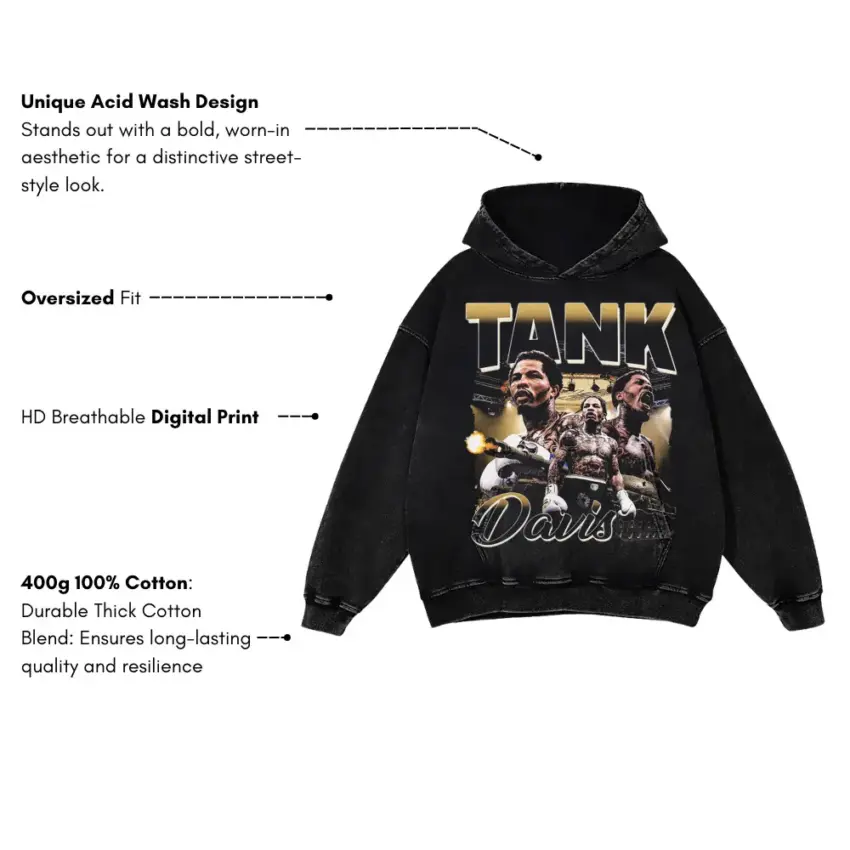 Gervonta Tank Davis Power Aicd Wash Oversized Hoodie - Image 2