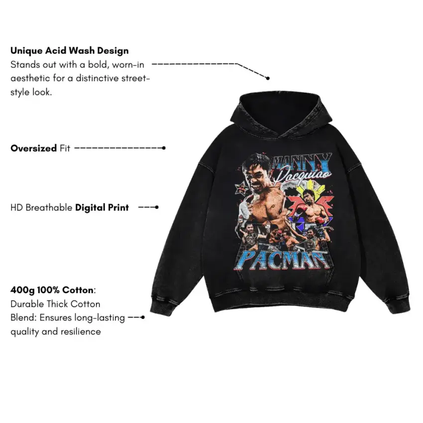 Pacman The Destroyer Aicd Wash Oversized Hoodie - Image 2