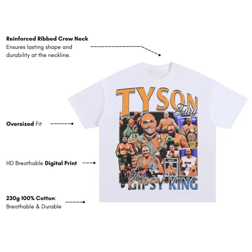 The Gypsy King Tyson Oversized White Graphic Tee - Image 2