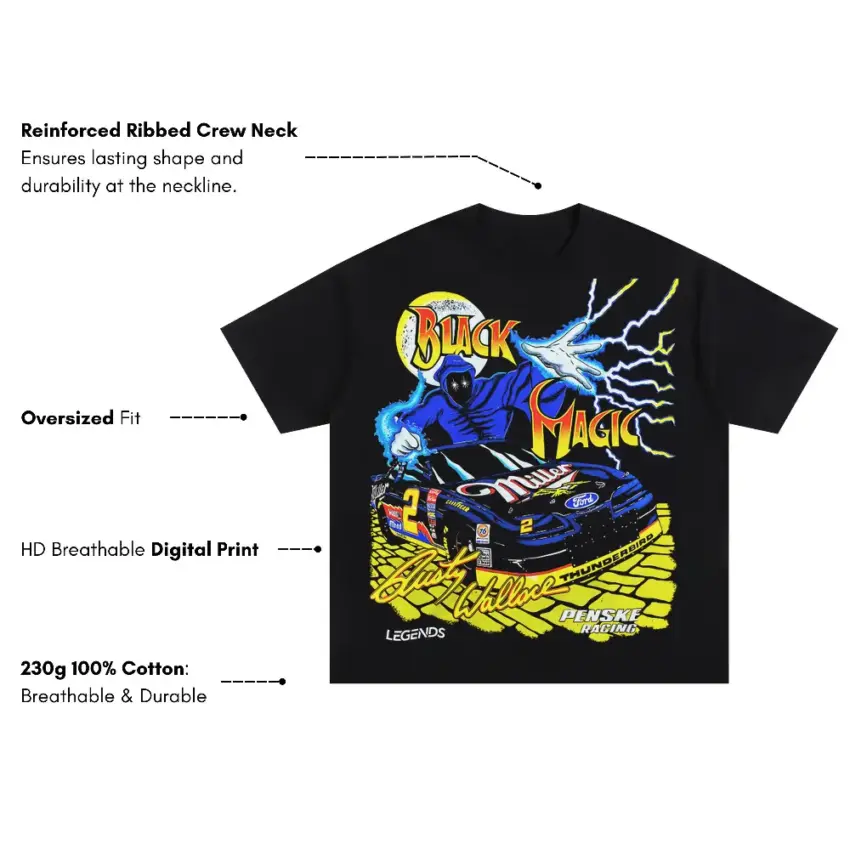 Black Jack Magic Legends Oversized Black Graphic Tee - Image 5