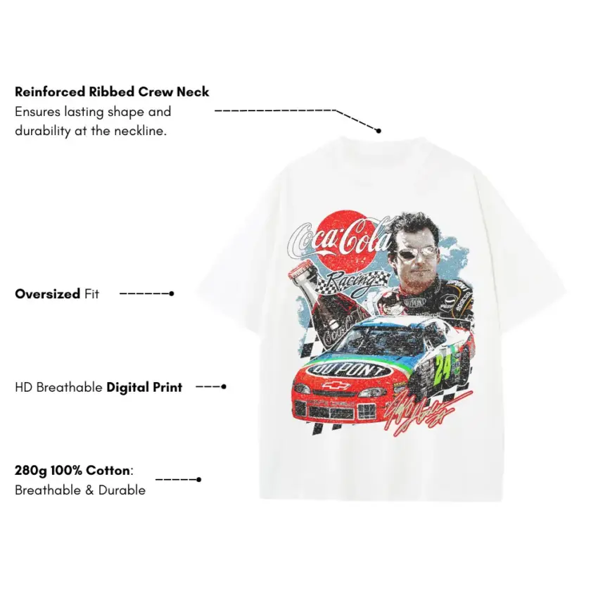 Earnhardt The Real Thing Heavyweight Oversized White Graphic Tee - Image 5