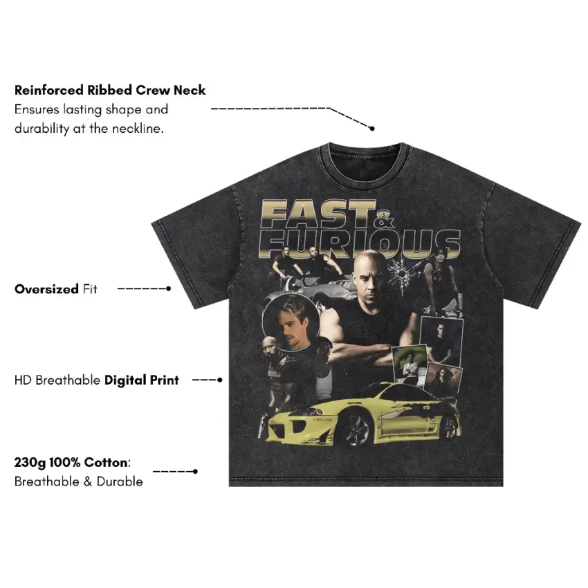 Fast And Furious For Paul Oversized Acid Wash T-shirt - Image 2