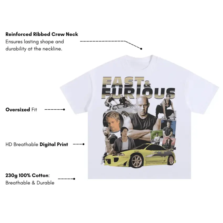 Fast And Furious Legacy Oversized White Graphic Tee - Image 2
