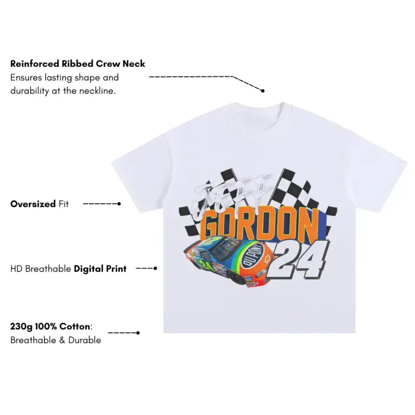 Gordon Checkered Legacy Oversized White Graphic Tee - Image 2