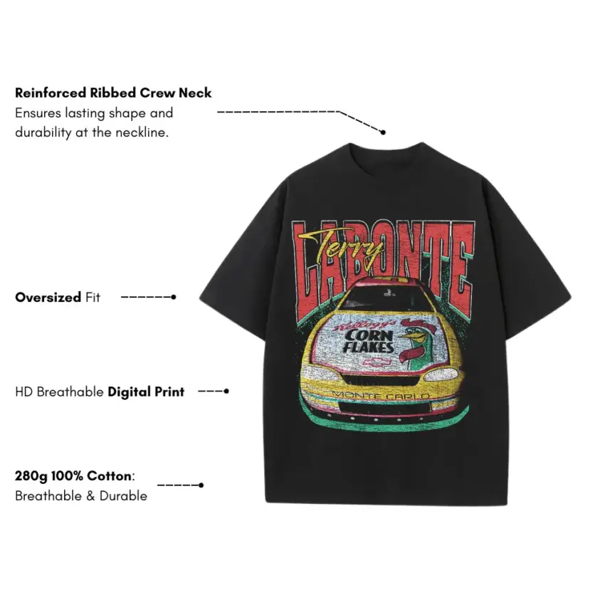 Labonte Corn Flakes Classic Heavyweight Oversized Black Graphic Tee - Image 5