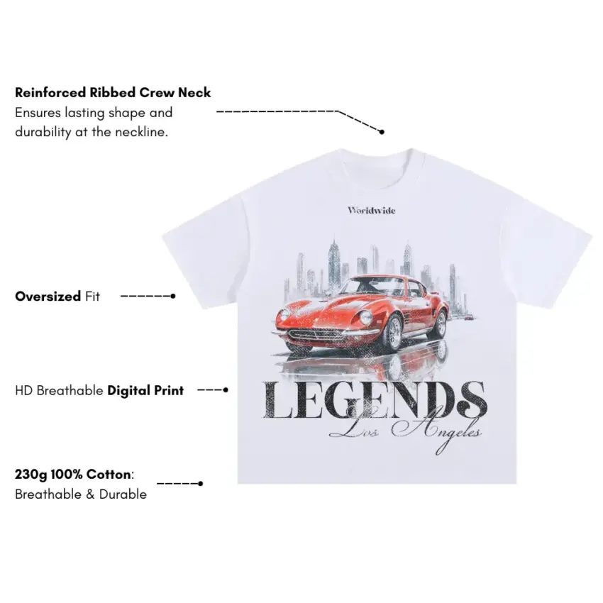 Porsche Legends Of LA Oversized White Graphic Tee - Image 2
