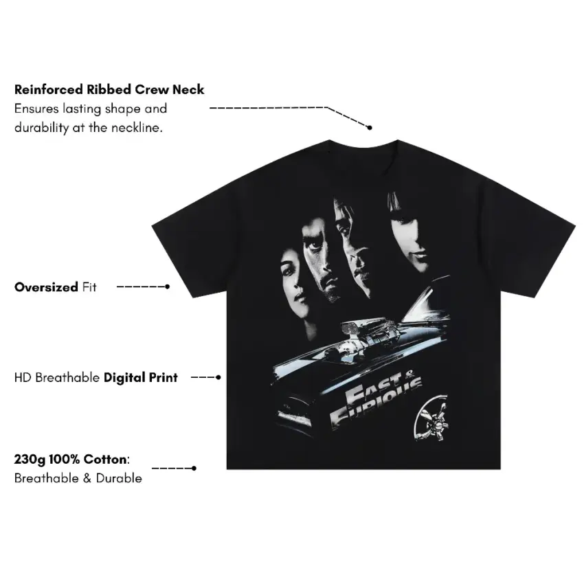 Race For Each Other Oversized Black Graphic Tee - Image 5