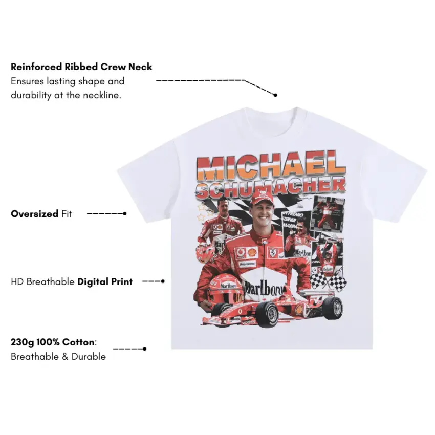 Schumacher The Red Baron Oversized White Graphic Tee - Image 5