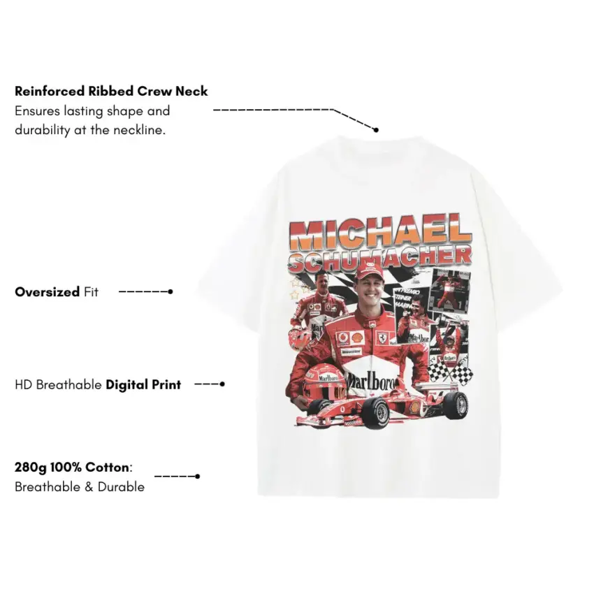 Schumacher The Red Baron Heavyweight Oversized White Graphic Tee - Image 5