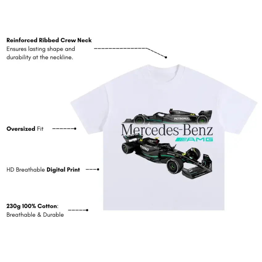 Silver Arrow Dominance Oversized White Graphic Tee - Image 5