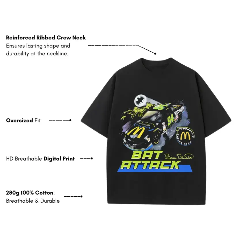 The Doctor Bat Attack Heavyweight Oversized Black Graphic Tee - Image 5