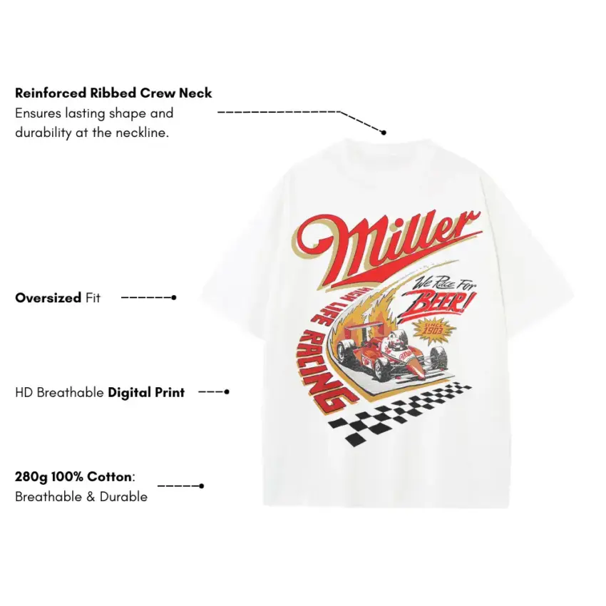 The Presidential Pace Heavyweight Oversized White Graphic Tee - Image 5