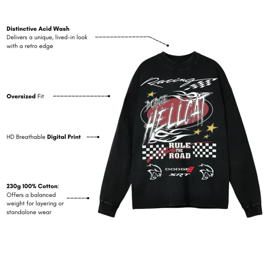 Vettel Rules The Road Aicd Wash Oversized Long Sleeve Shirt - Image 5