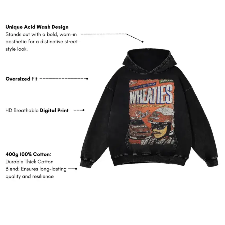Wheaties Ayrton Senna Legend Aicd Wash Oversized Hoodie - Image 5
