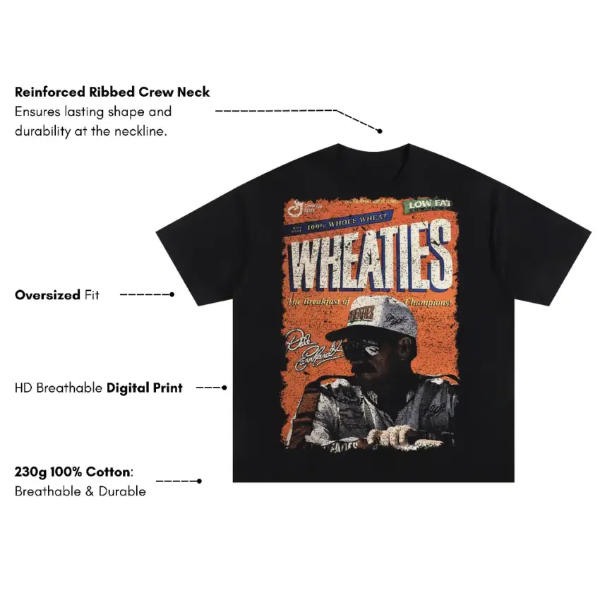 Wheaties Wendell Scott Pioneer Oversized Black Graphic Tee - Image 5
