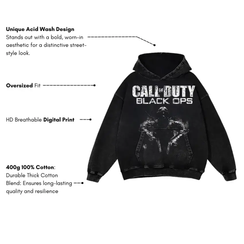 Call Of Duty Black Ops Aicd Wash Oversized Hoodie - Image 4