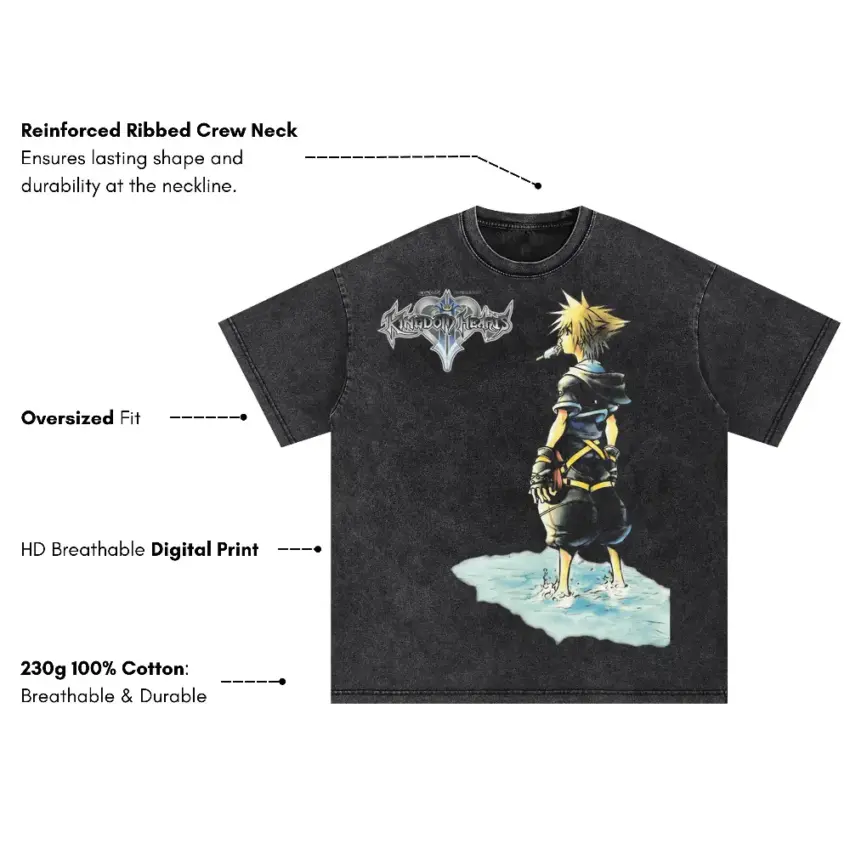 Sora The Key Bearer Oversized Acid Wash T-shirt - Image 2