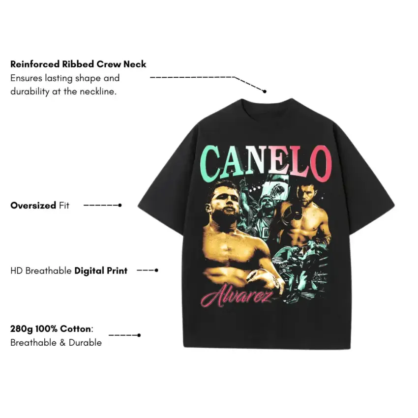Canelo Alvarez Heavyweight Oversized Black Graphic Tee - Image 2