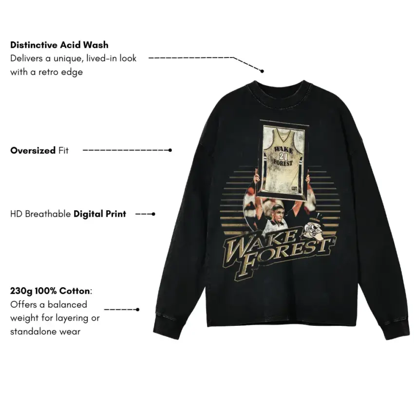 Demon Deacons Legacy Aicd Wash Oversized Long Sleeve Shirt - Image 5