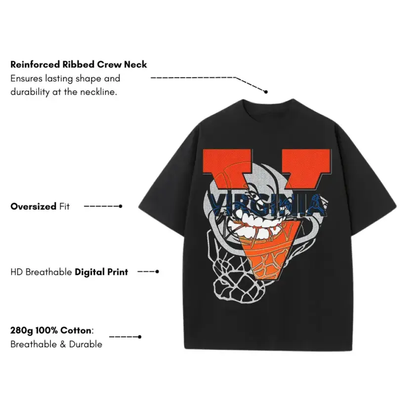 Fighting Illini Pride Heavyweight Oversized Black Graphic Tee - Image 2