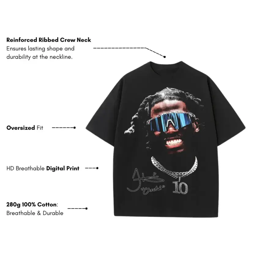Grizzly Vision Heavyweight Oversized Black Graphic Tee - Image 2