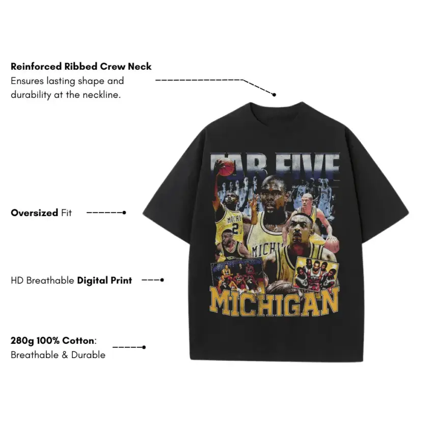 Hail To The Victors Heavyweight Oversized Black Graphic Tee - Image 2