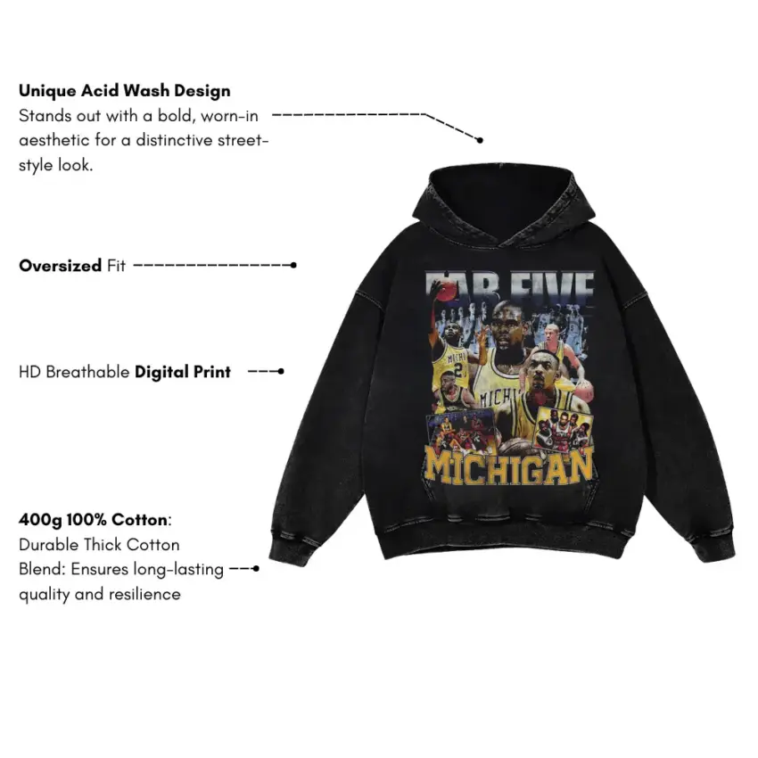 Hail To The Victors Aicd Wash Oversized Hoodie - Image 2