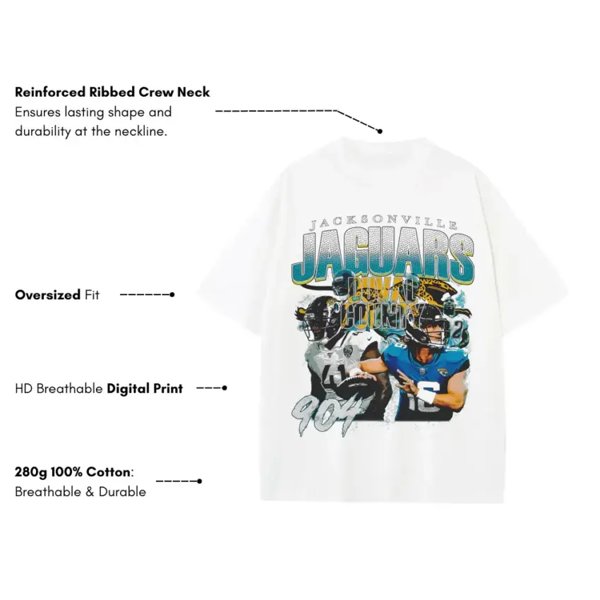 Jacksonville Prowl Heavyweight Oversized White Graphic Tee - Image 2