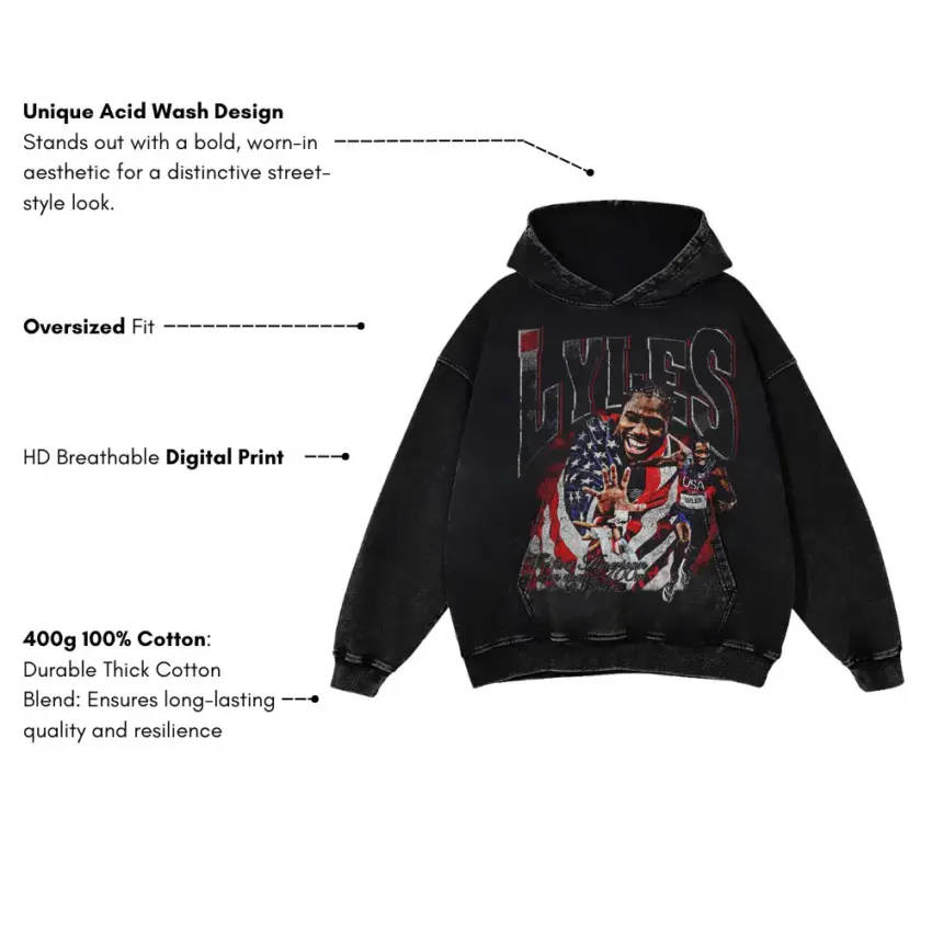 Lyles Legacy Aicd Wash Oversized Hoodie - Image 2