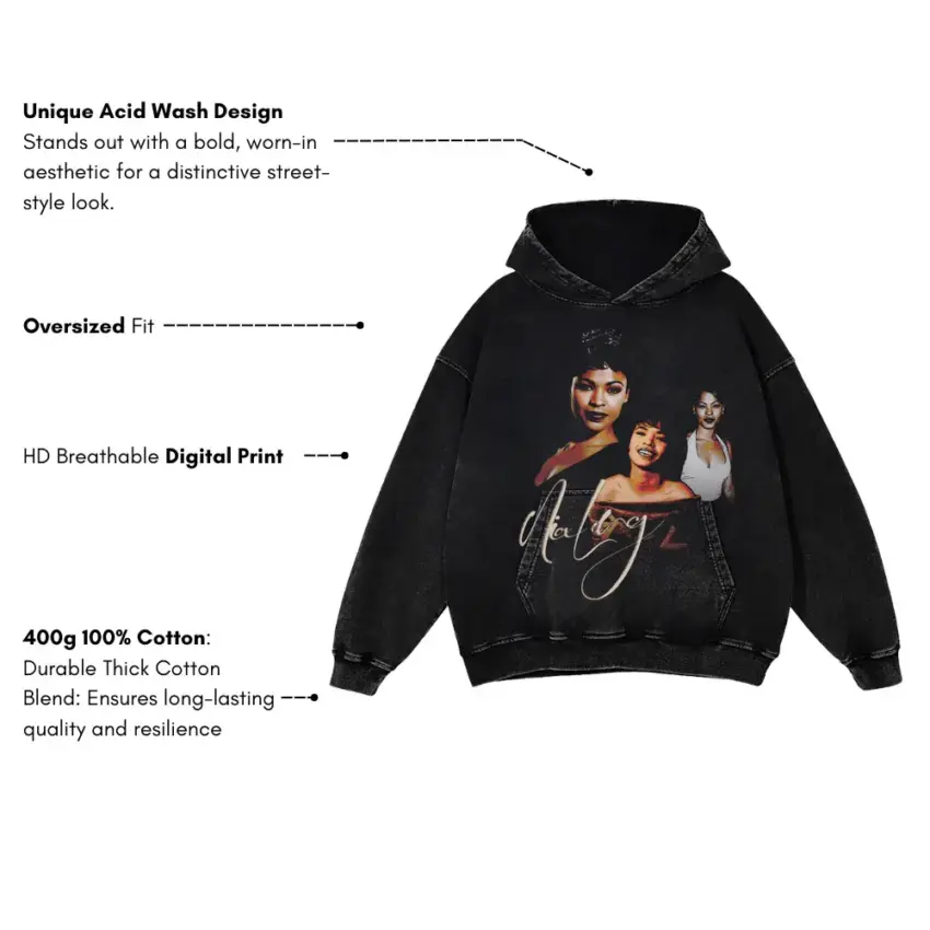 Mamba And Mambacita Aicd Wash Oversized Hoodie - Image 2