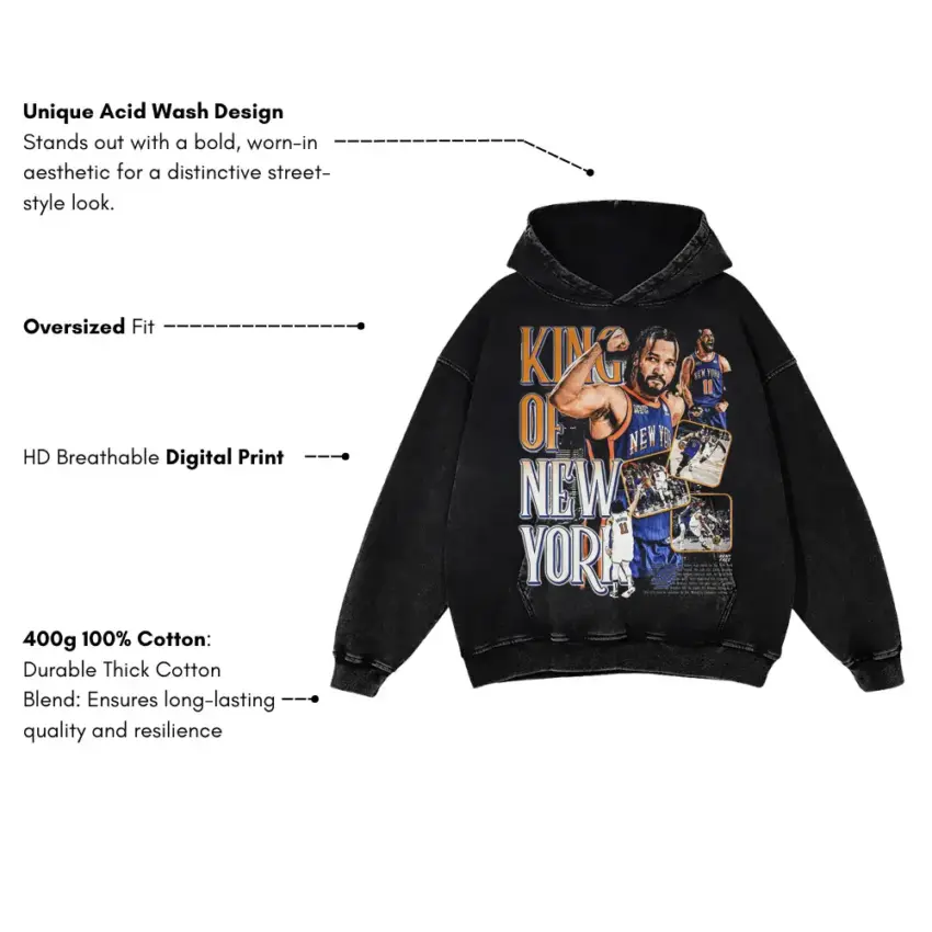 Mecca Of Basketball Aicd Wash Oversized Hoodie - Image 2