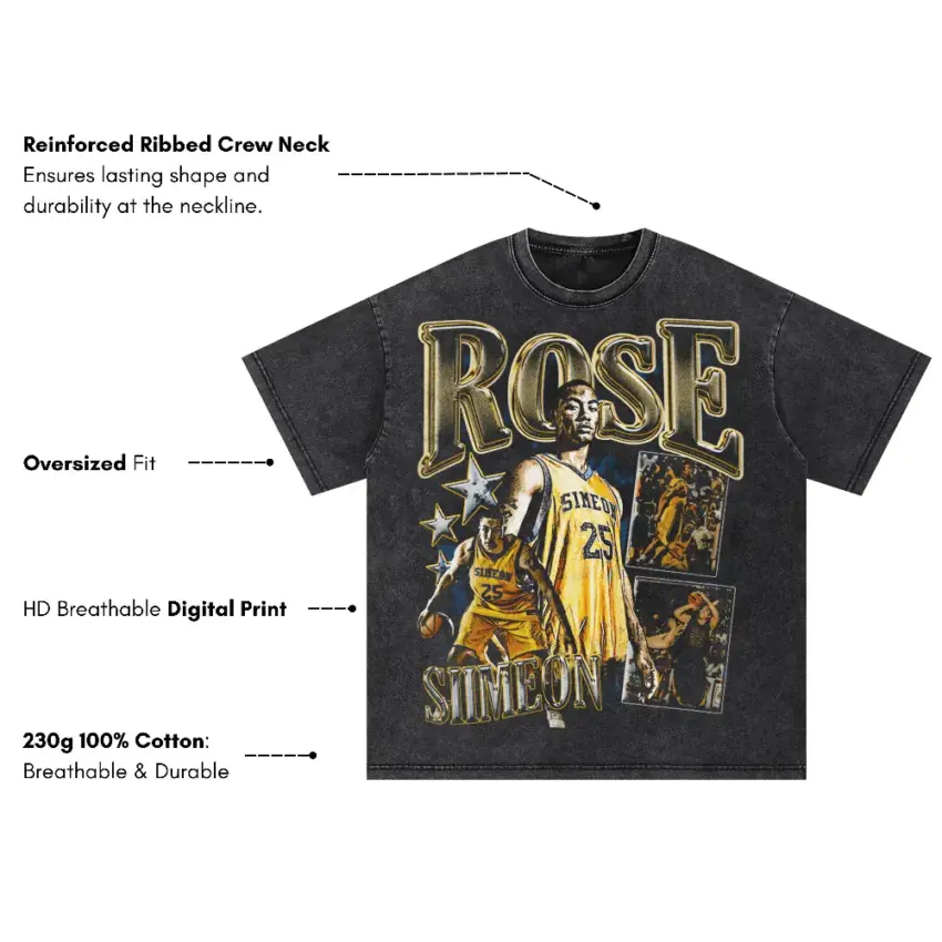 Some Roses Never Fade Oversized Acid Wash T-shirt - Image 5
