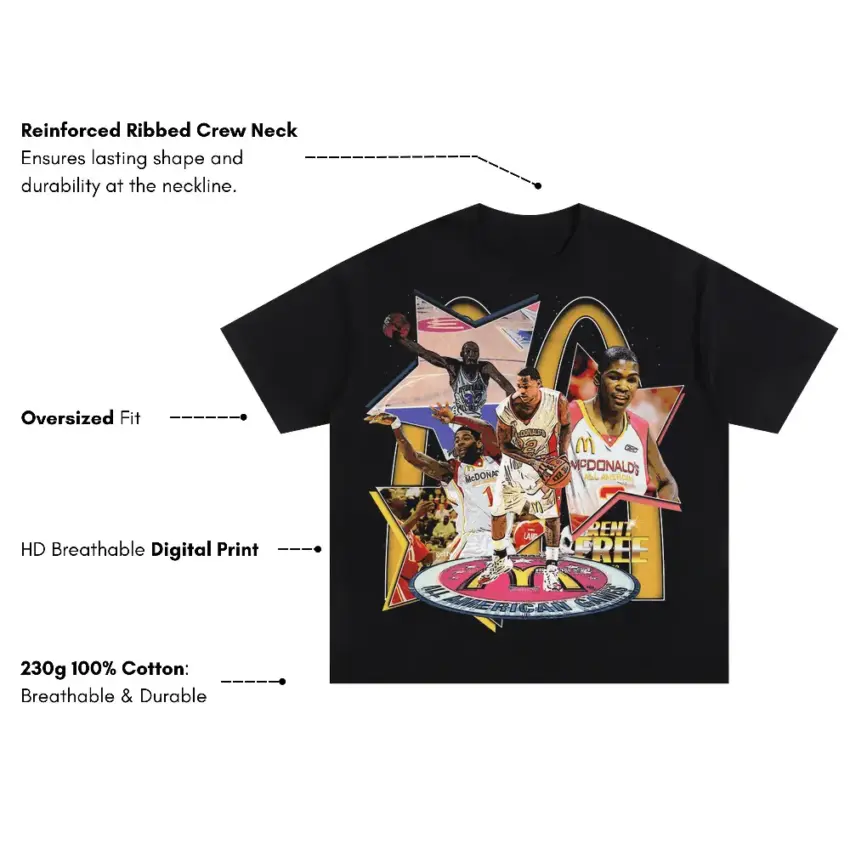 The Big Three Oversized Black Graphic Tee - Image 4