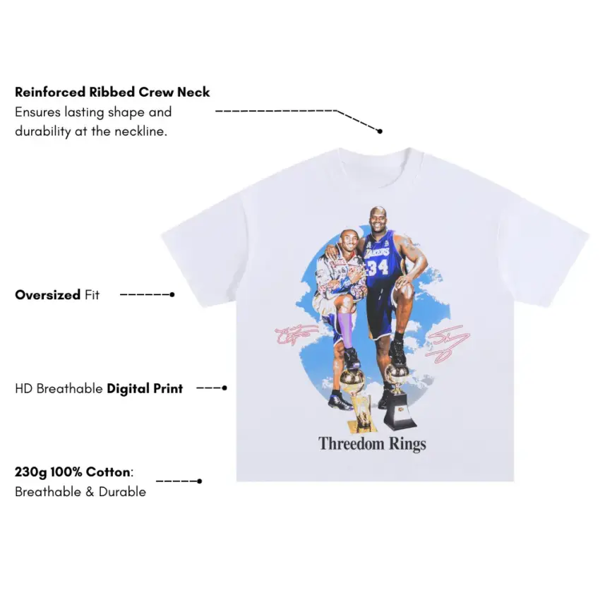 Three Dom Rings Oversized White Graphic Tee - Image 2