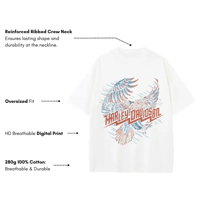 Harley Davidson Abstract Flight Heavyweight Oversized White Graphic Tee - Image 5