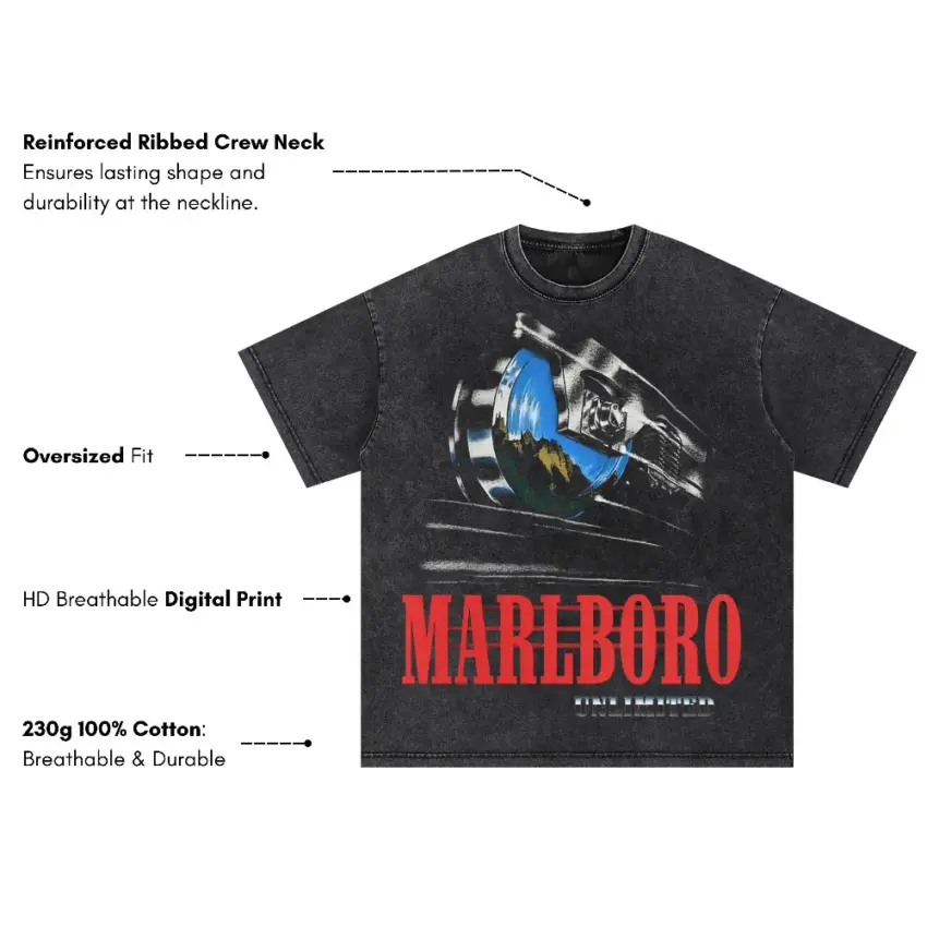 Marlboro Unlimited Speedway Oversized Acid Wash T-shirt - Image 5