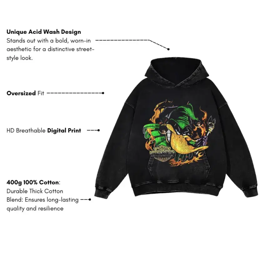 Monster Energy Motor Madness Aicd Wash Oversized Hoodie - Image 5