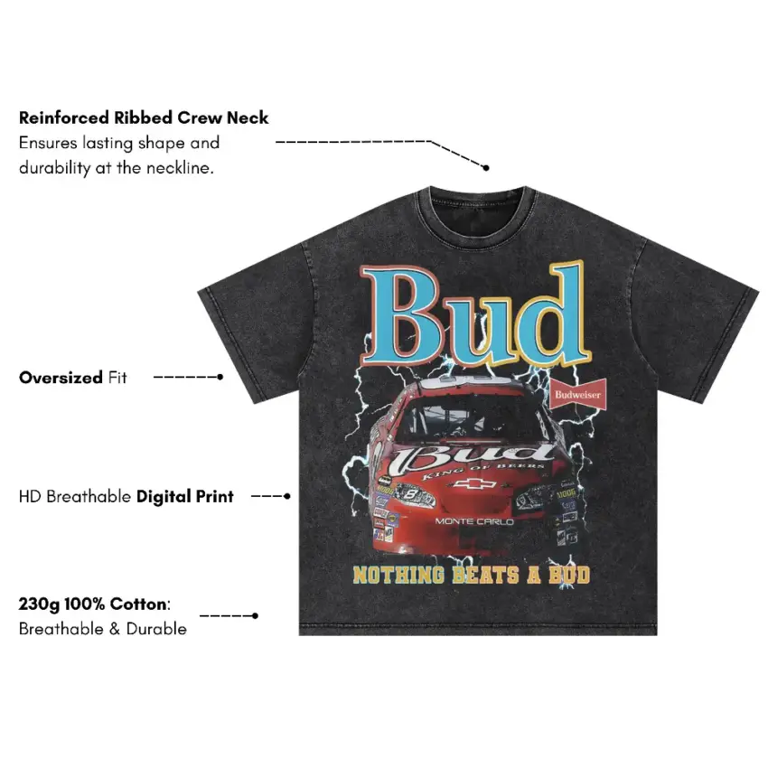 Nothing Beats A Bud Oversized Acid Wash T-shirt - Image 2