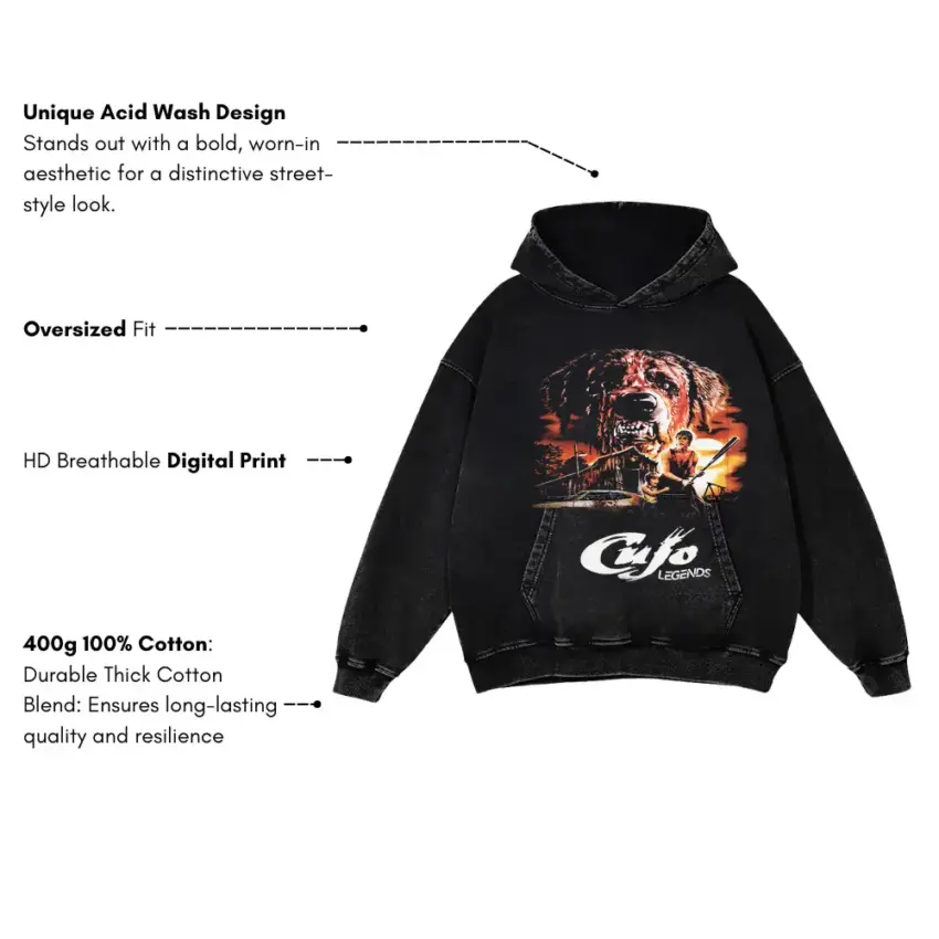A Good Dog Gone Bad Aicd Wash Oversized Hoodie - Image 2