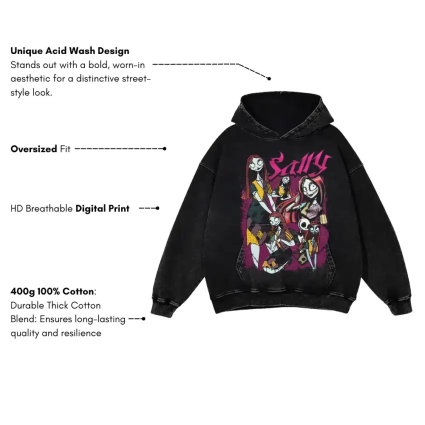 A Patchwork Love Aicd Wash Oversized Hoodie - Image 2