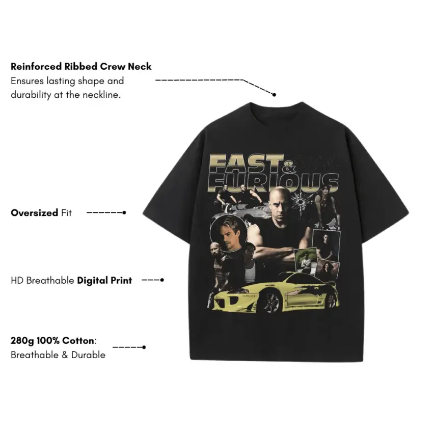 A Quarter Mile At A Time Heavyweight Oversized Black Graphic Tee - Image 2
