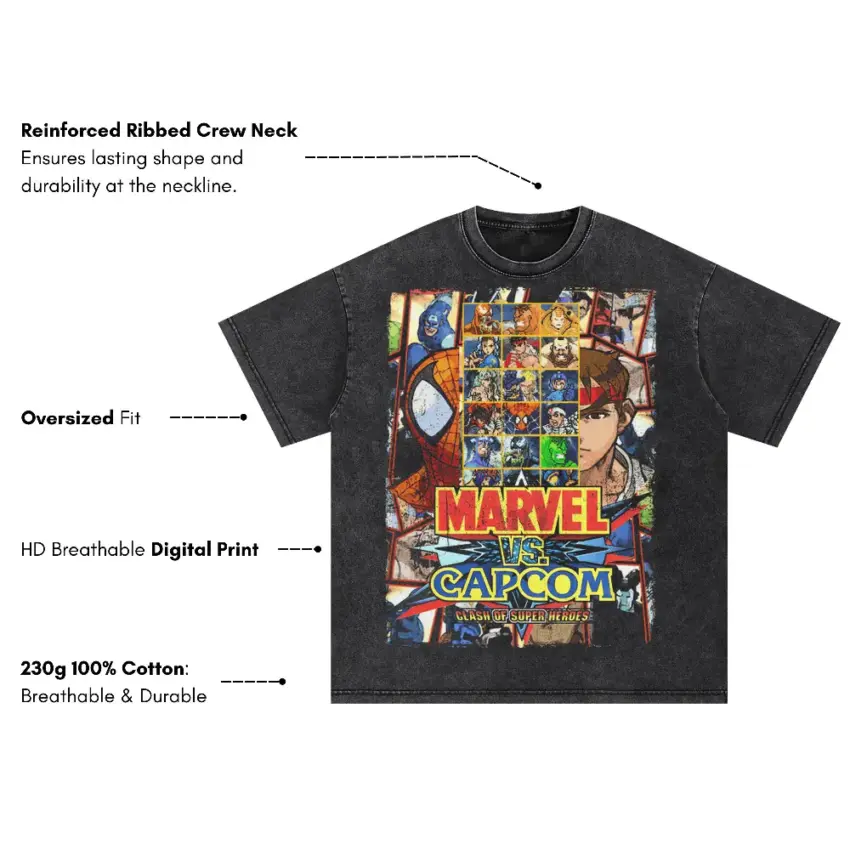 Clash Of Worlds Oversized Acid Wash T-shirt - Image 2