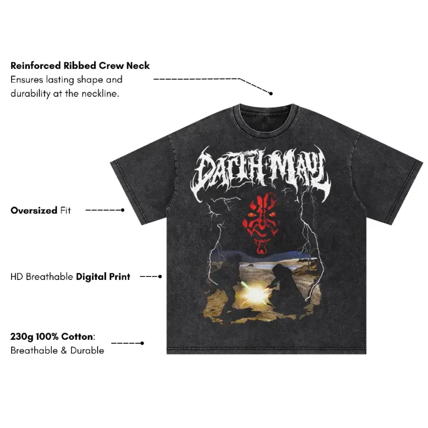 Duel Of The Fates Oversized Acid Wash T-shirt - Image 2