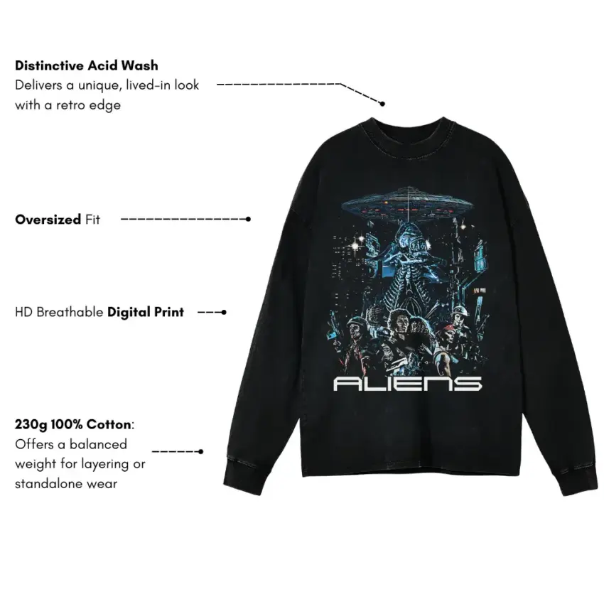 Game Over Man Aicd Wash Oversized Long Sleeve Shirt - Image 4